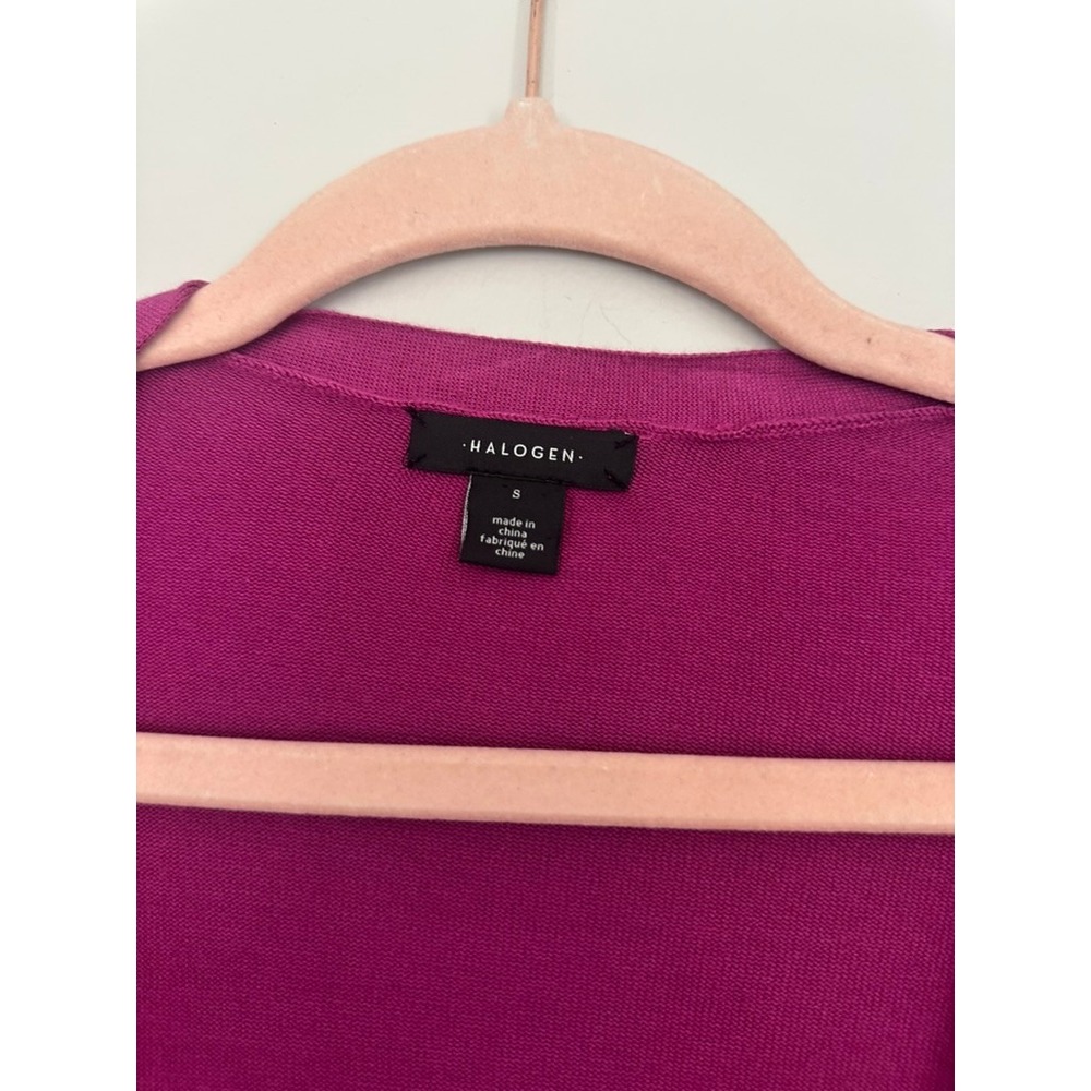 Halogen Womens Fuchsia Pink V-Neck Button Front Longline Cardigan Sweater Size S - Picture 5 of 5